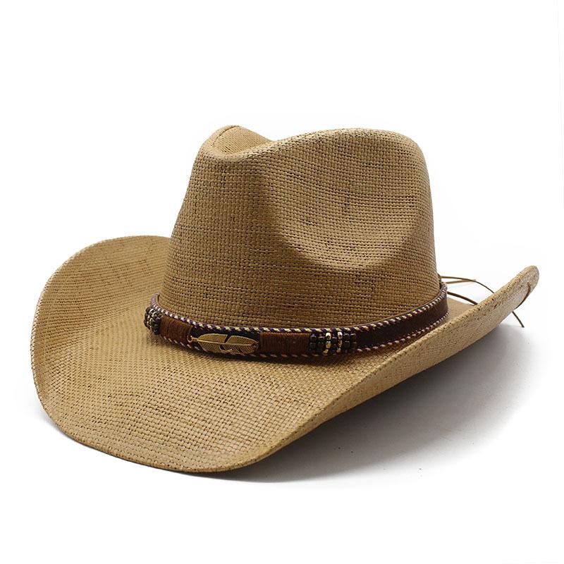 Ethnic Style Western Cowboy Hat Sun Hat Gold Leaf Retro Big Eaves Beach Seaside Sun Hat