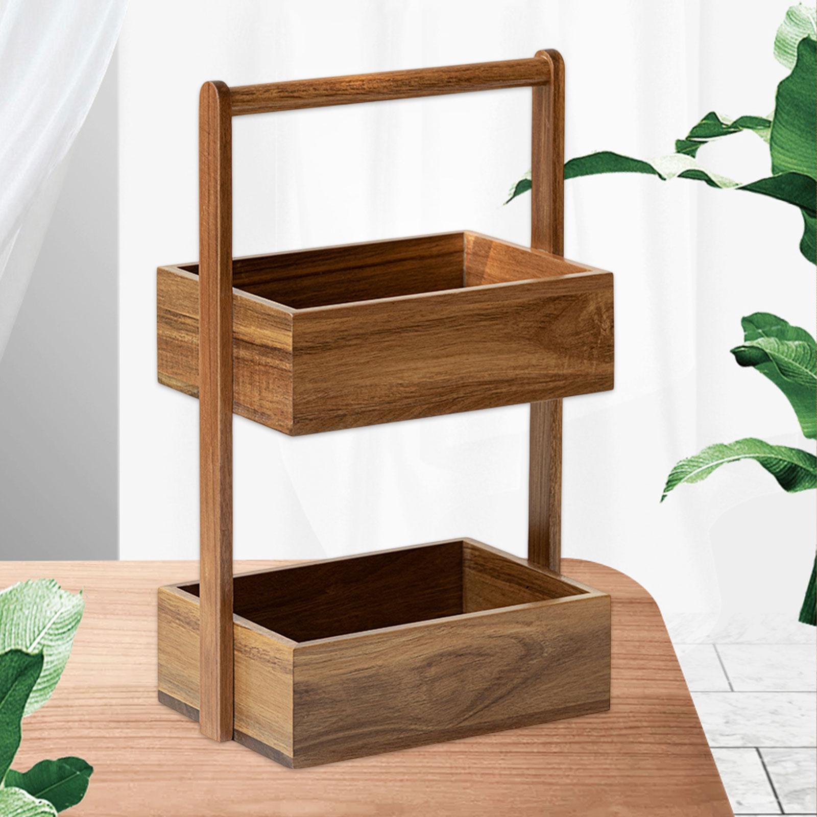 

2 Layer Fruit Basket Wood Shower Caddy Lightweight Multipurpose Modern DIY коричневый