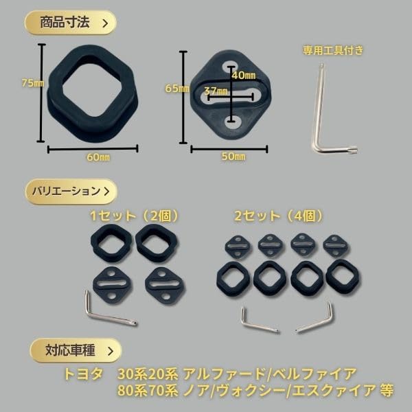 JYFACTORY Aftermarket Sliding Door Striker Covers for Toyota and Voxy Alphard, Noah, (4 Pieces)