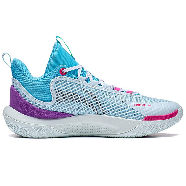 New LiNing SONIC Team Slip Resistant Support Rebound Low Top Basketball Shoes Men's Blue Purple ABPT023-3