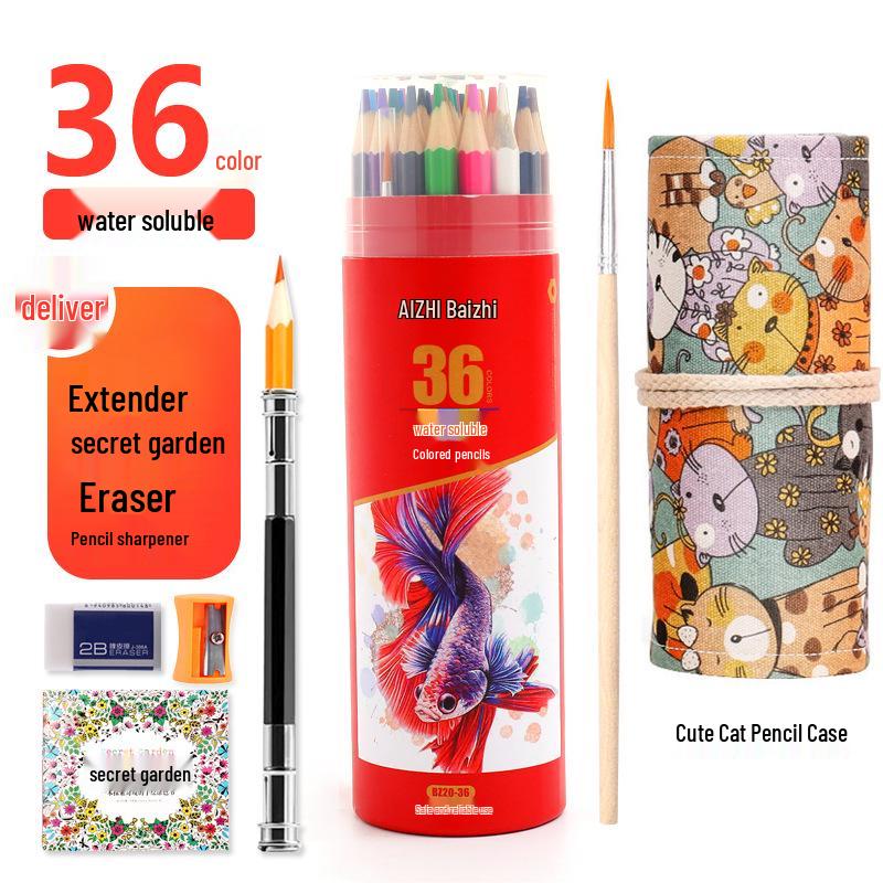 Sześciokątne Kredki Kolorowe Rozpuszczalne w Wodzie na Bazie Oleju - 12, 24, 36, 48, 72 Kolory - Zestaw do Rysowania dla Studenta