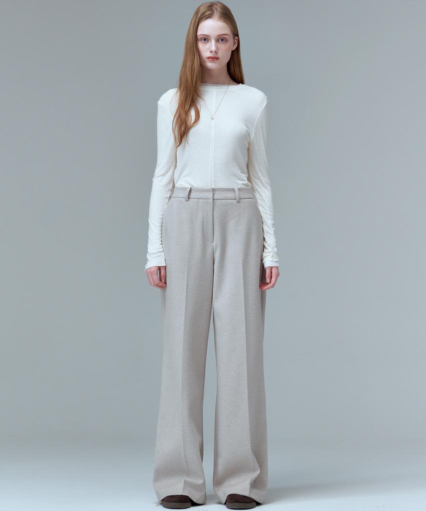 MALOUPE 2166 Heavy Brushed Wide Pants (Beige)