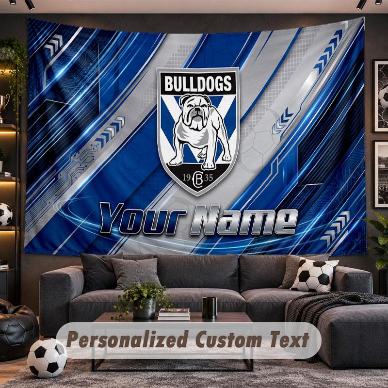 Wall Hanging Tapestry Custom NameCanterbury-Bankstown Bulldogs Pattern Personalized Printed Fabric Wall Decor