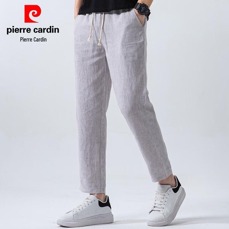 Pierre Cardin Men's 100% Linen Straight-Leg Cropped Pants