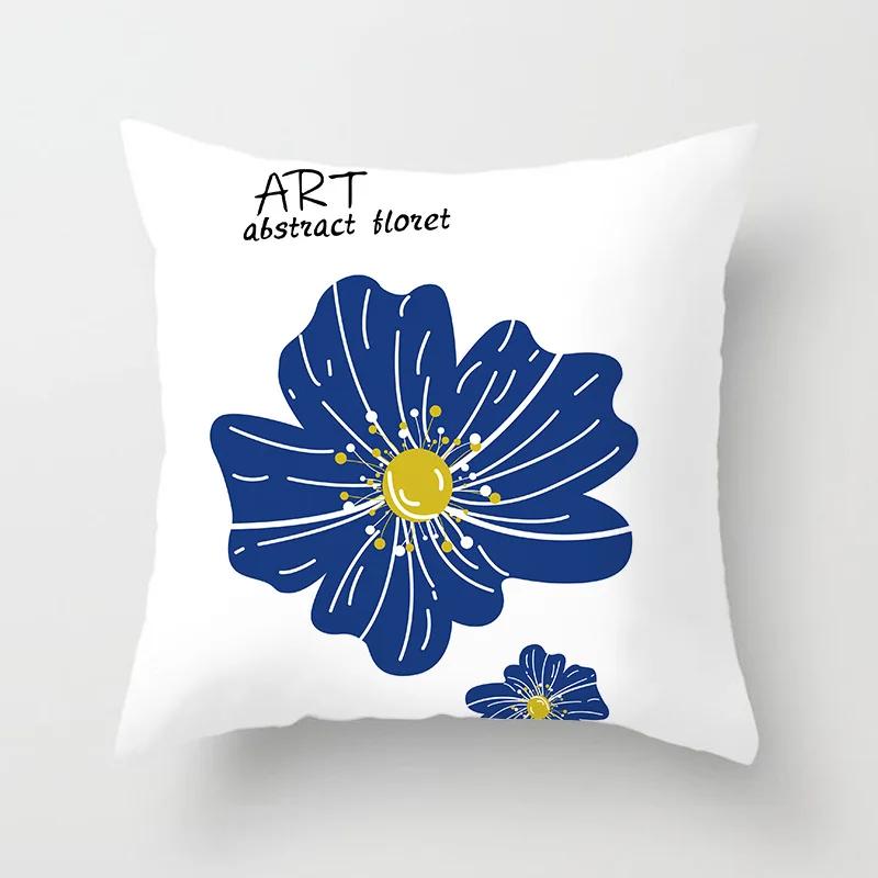 45x45cm Abstrakte Geometrische Berg Kissenbezug Blau Polyester Sofa Hotel Büro Sitzkissenbezug Heimdekoration