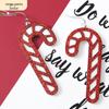Red Acrylic Candy Cane Earrings - Simple Geometric Christmas Decorations for Women