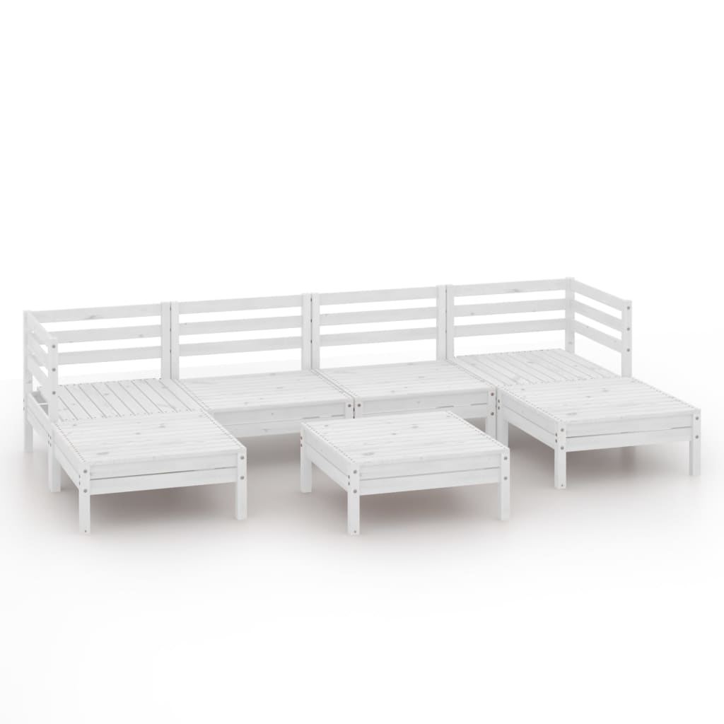 Vidaxl 7-Cz. White Pine Garden Lounge Furniture Set