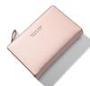 Kugusa Women's Bifold Wallet, Compact, Card Slots, Coin Purse, L-Shaped Zipper, PU Leather, Includes Gift Box, Keeps Bills Folded, Cute (Ash Pink)