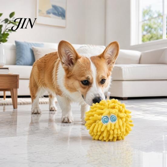 Interactive Pet Toy Squeaky Mop Ball Dog Toy, Plush Chew for Teeth Cleaning, Small Toys Self-Play Boredom Relief Medium Dogs Bite Resistant