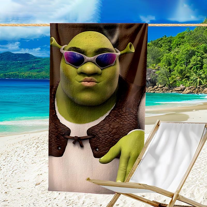 Asciugamano da Spiaggia Ultra Morbido a Tema Shrek, Ideale per Piscina - Campeggio, Immersioni - Essenziale da Viaggio Perfetto, Asciugamano da Spiaggia Vivace.