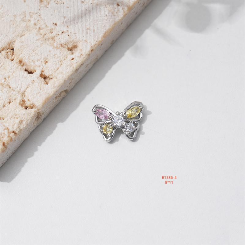 LZ16 Luxury Metal Butterfly Zircon Nail Jewelry