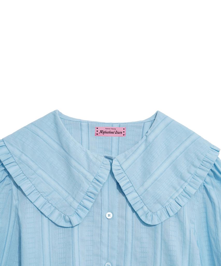 HIGH SCHOOL DISCO Ruffle Collar Blouse_Sky Blue