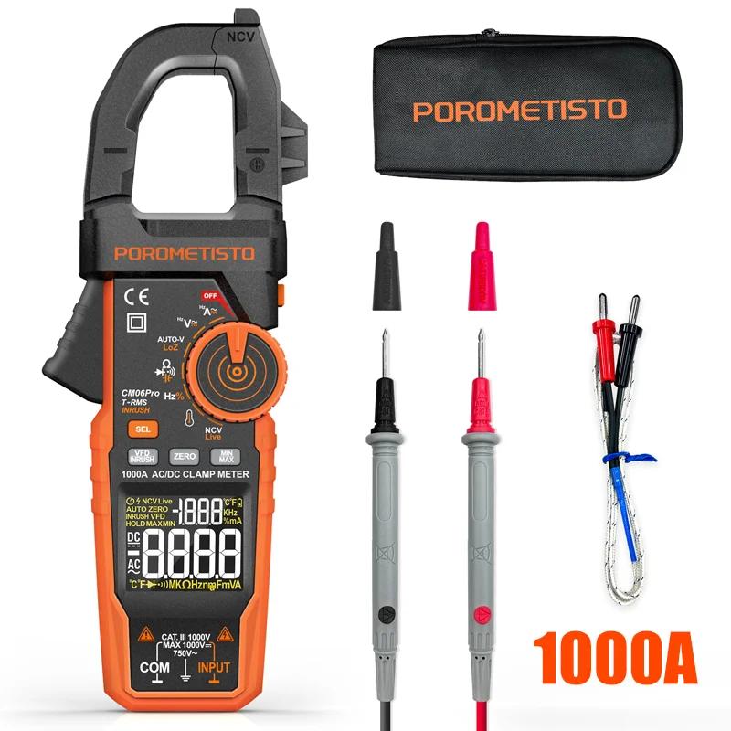 CM06/CM06Pro Digital Clamp Meter AC/DC 600A/1000A True-RMS Multimeter Tester 6000 Counts Temperature Capacitance NCV Ohm Hz Test