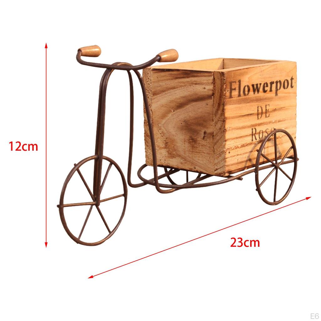 Flower Basket European Style Decoration Handmade Iron Wood Storage Box Unique Container for Wedding