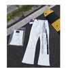 RogueWave American High Street Trendy Brand Letter Sash Trendy Flared Jeans Internet Celebrity Slimming Lightweight Long Pants
