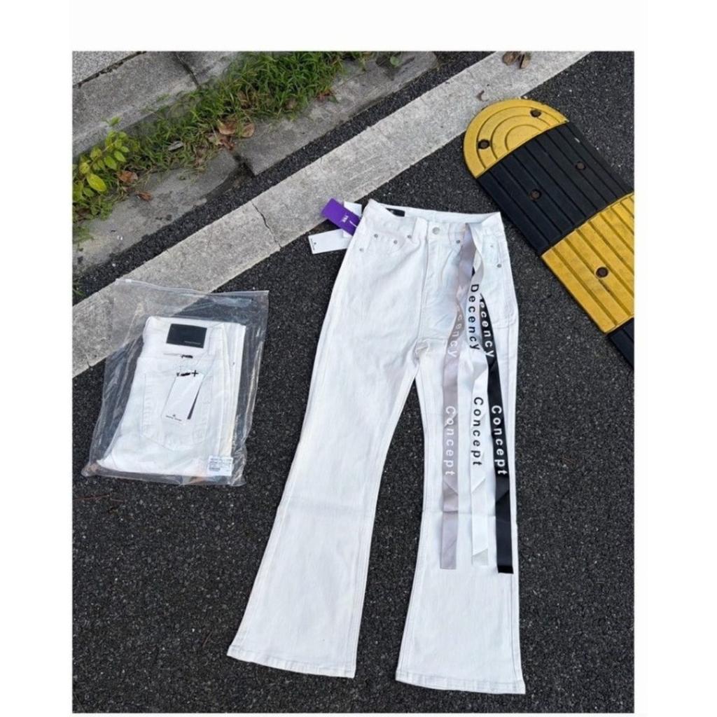 RogueWave American High Street Trendy Brand Letter Sash Trendy Flared Jeans Internet Celebrity Slimming Lightweight Long Pants