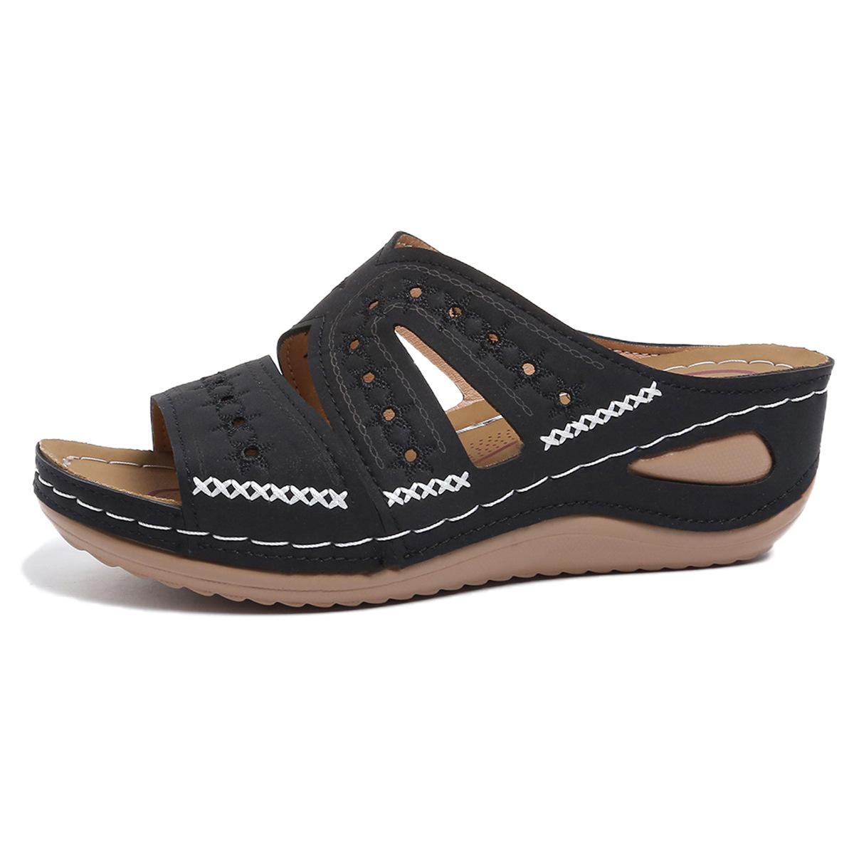 Flip-flops for Women, New Style, Fish-mouth Design, Casual Beach Shoes in Large Size 36 чёрный