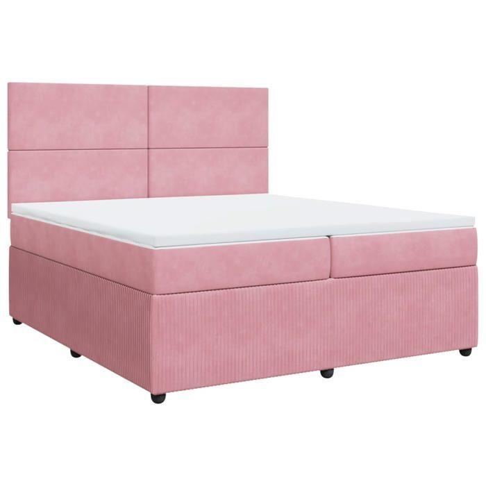 VidaXL Sommier à lattes de lit avec matelas Rose 200x200 cm Velours 3294729