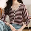 Navava NT1418 STriped U Neck Long Sleeve T shirT