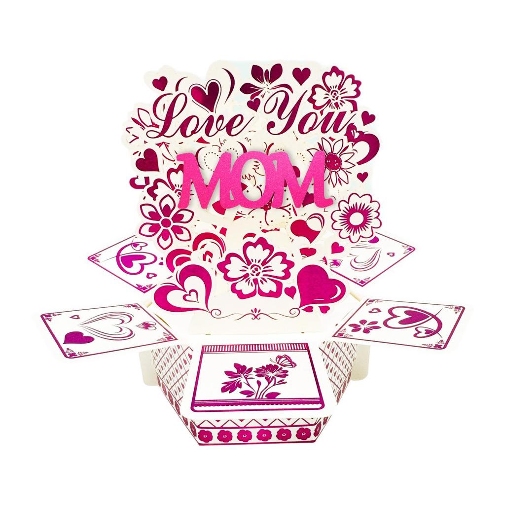 Customizable Flower Heart Popup Card Unique Greeting Cards for Wedding Valentine’s Day Christmas New Year Thank Festival