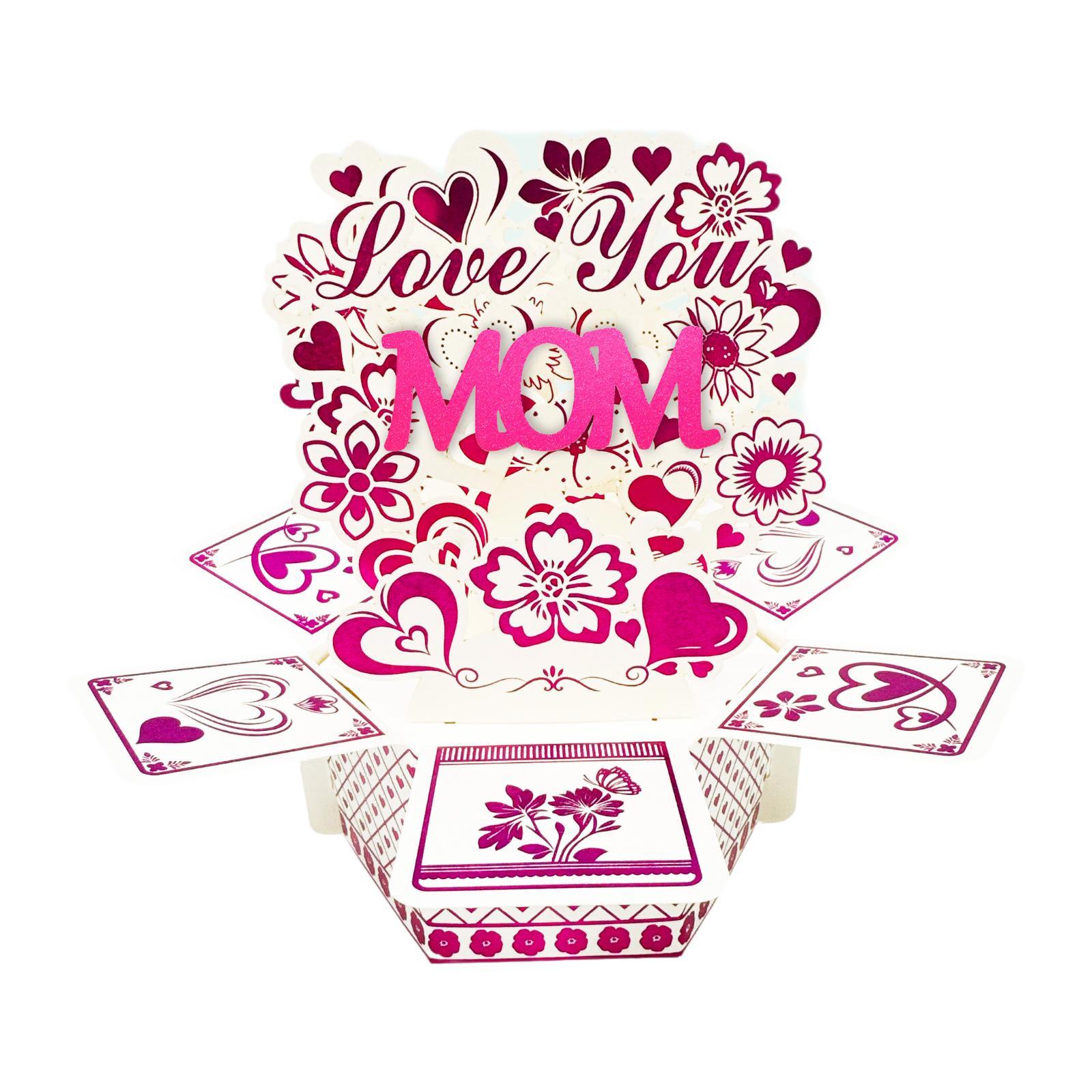 Customizable Flower Heart Popup Card Unique Greeting Cards for Wedding Valentine’s Day Christmas New Year Thank Festival