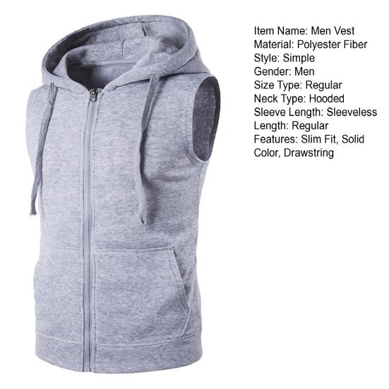 Gilet Uomo Yousheng Apertura con Zip Gilet Leggero con Cappuccio con Grandi Tasche Colore Unico Top Estivi per la Corsa Casual
