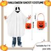 Halloween Ghost Costume Kids with Non-woven Pumpkin Trick or Treat Bags White Halloween Ghost Costume for Boys Girls