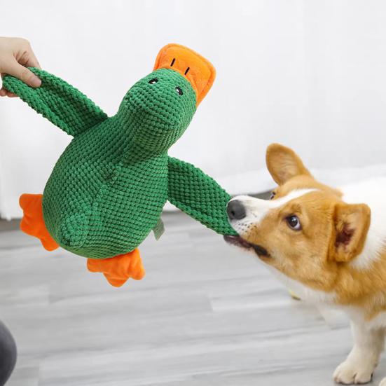 Jouet Yousheng pour limer les dents des animaux de compagnie Canard en peluche polyvalent Jouet interactif avec hochet Jouet à mâcher Santé dentaire Jouet pour chien