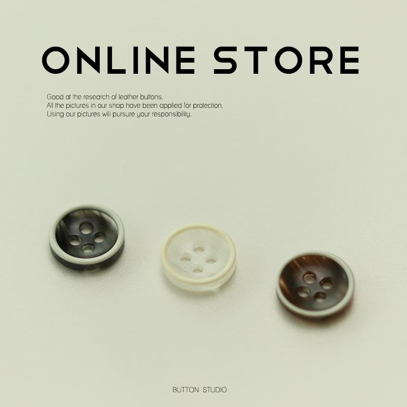 10pcs Bowl White Edge Resin Four-Eye Button Black Coffee Shirt Button Sweater Knitted Cardigan Sleeve Collar Button