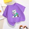 Summer Baby Clothes Cartoon Dog Print Children's Short Sleeve T-Shirt Cute Birthday Gift Paw Patrol Boys and Girls T-Shirt Purple