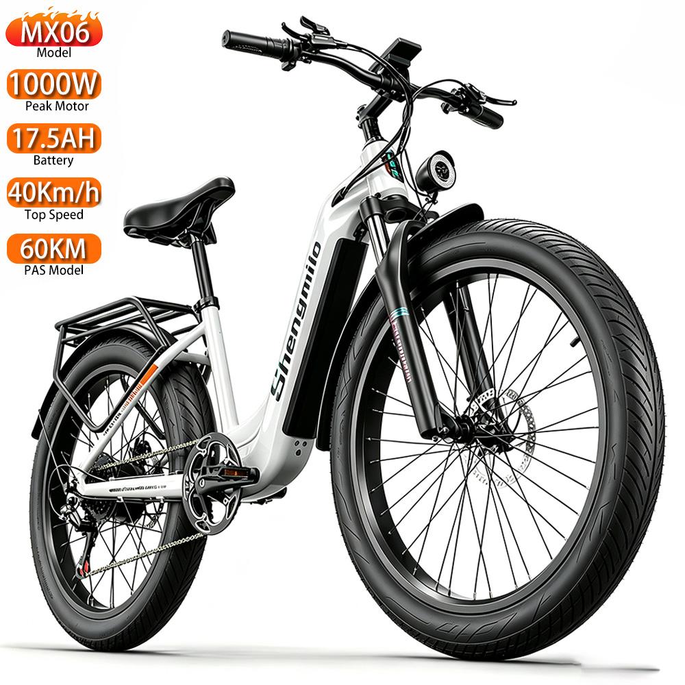 Elektrické kolo Shengmilo MX06 26" Tlusté pneumatiky 1000W Motor Terénní elektrické kolo pro dospělé 48V 17.5AH LCD displej 7 rychlostí Maximální zatížení 150 kg