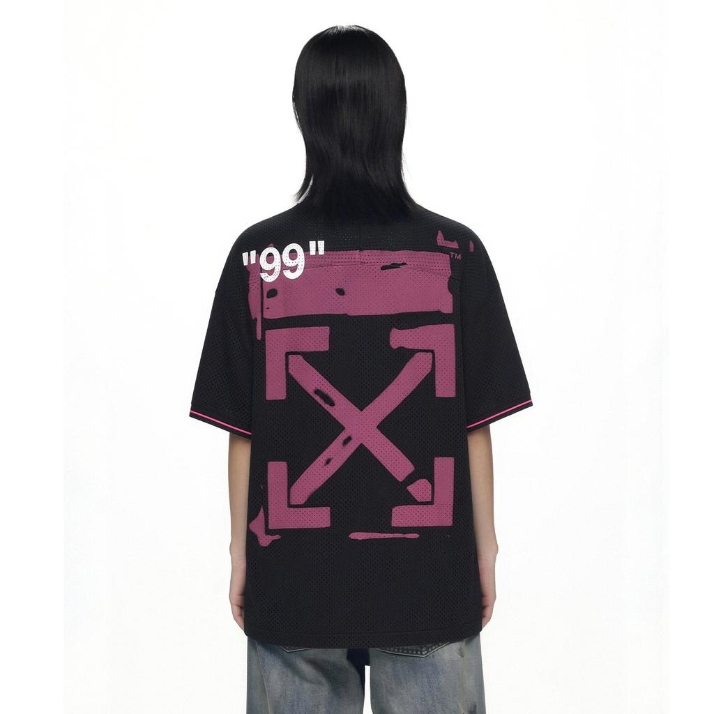 Off-White Ss26 Vintage American Street Back Hand-Painted Arrow Design Fashion Light Luxury Trendy Versatile Short Sleeve T-Shirt OFFTEGLOG334Q