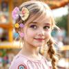 2Pcs Gliter Rainbow Bow Hair Clips Flower Tassel Hairpins Sweet Gradient Ribbon Heart Barrette For Girls Kids Hair Accessories
