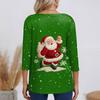 3/4 Sleeve Shirts For Women Print Christmas Tees Blouses Casual Plus Size Basic Tops Pullover