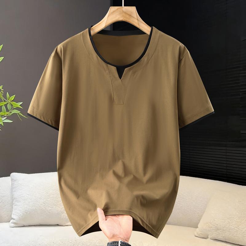 Pánské tričko s falešným dvoudílným designem, prodyšné strečové tričko s krátkým rukávem, nadměrná velikost (5XL-13XL)