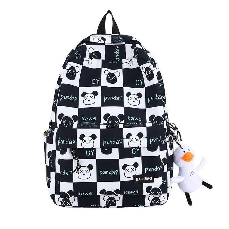 Schoolbag new checkerboard printing backpack fashion trend large capacity casual simple versatile junior high school student backpack