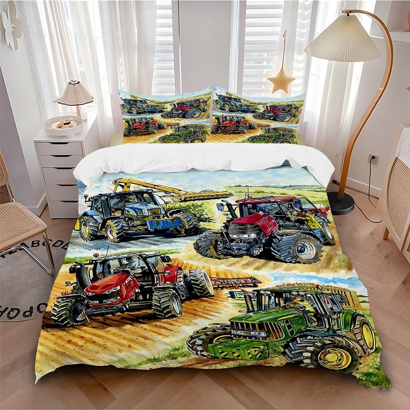 3Pcs Tractors Field Bedding Sets For All Sizes New 3D Printed Bed Cover Comforter Duvet Cover Pillowcase Bedroom Decoration