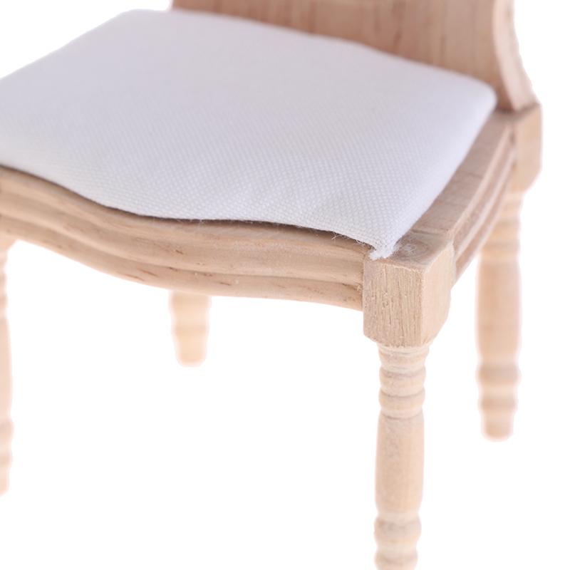 1/12 Dolls Miniature Furniture Wooden Unpainted Dining Chair For Dollhouse