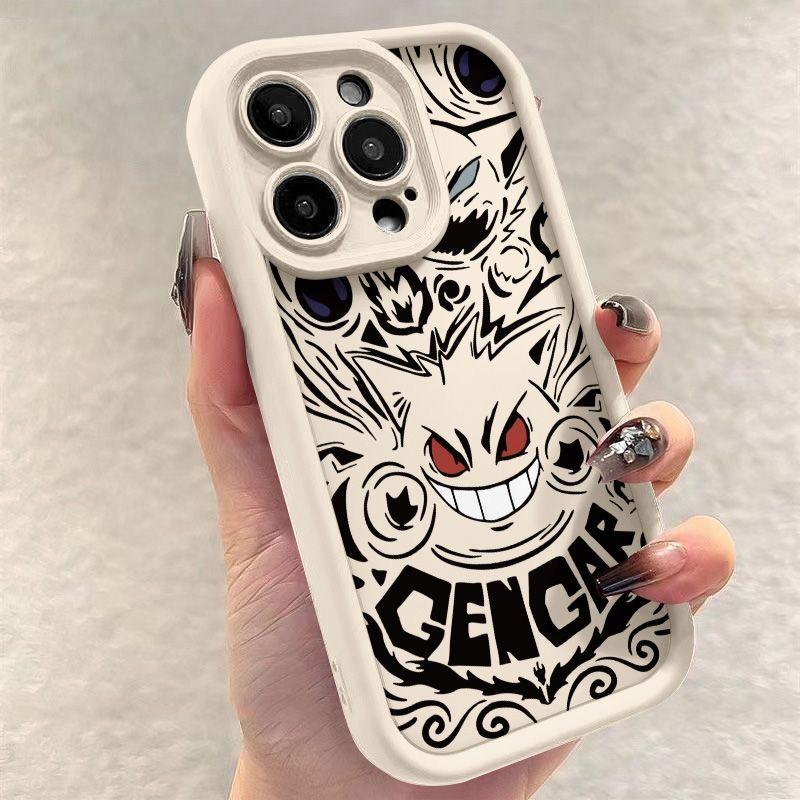 Coque de téléphone Pokemon Gengar pour iPhone 15 14 13 12 Mini 11 Pro Max XS X XR 8 7 6S 6 Plus SE 2020 Housse Antichoc en Silicone Liquide