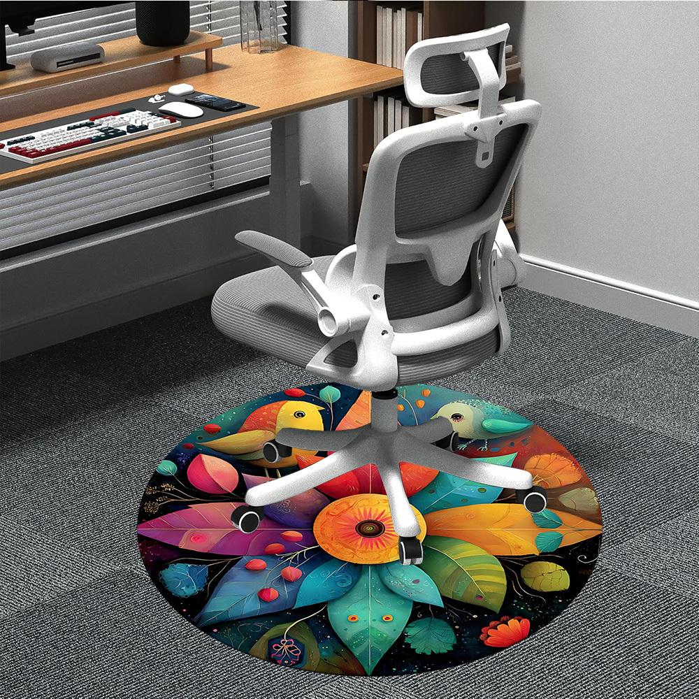 1pc Floral Mandala Office Round Area Rug, Under Office Chairs Bedroom Living Room Home Decor, Room Deco
