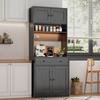 180 Cm Kitchen Cabinet, Tall Cabinet with LED, Kitchen Shelf with Socket, Spice Rack and Large Drawer for Kitchen, Dining Room & Living Room