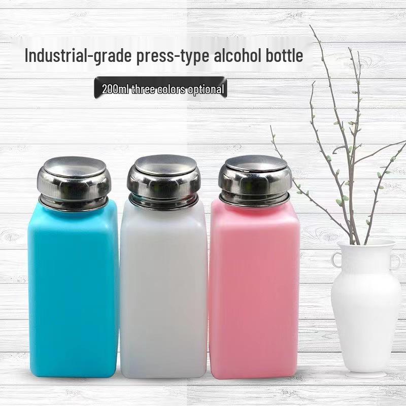 Bottiglia in Plastica a Pressione con Tappo in Acciaio Inossidabile per Alcool, Solvente o Unghie – Dispenser Quadrato Vuoto per Pulizia PCB.