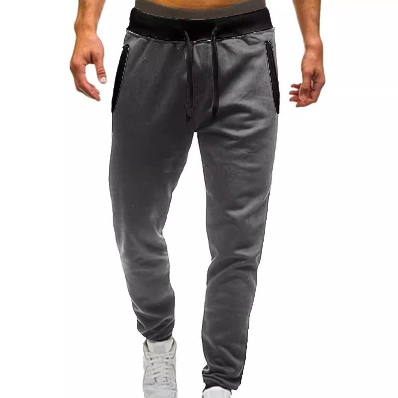 Casual Fleece Men's Pants Youth Stretch Loose-fitting Long Pants with Color Matching