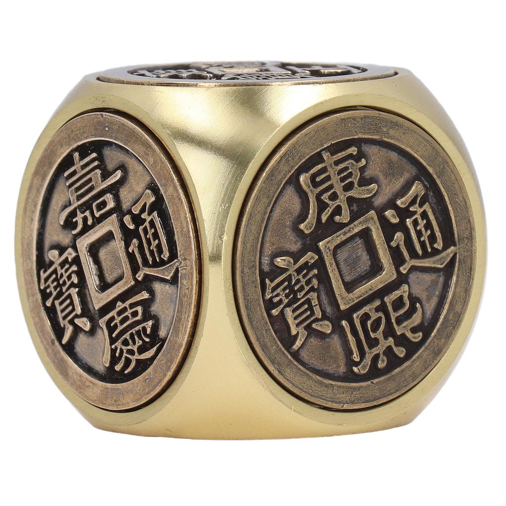 Metal Figertip Rotating Cube Embossed 6 Sided Anti Anxiety Stress Relief Brass Fingertip Gyroscop