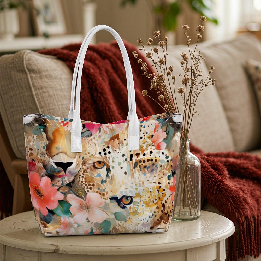 Fashion Leopard Floral Pattern Casual Large Capacity Women Daily Tote Bag