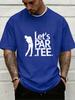 Golfer Silhouette And Lets Par Tee Funny Text Front Print Unisexs Crew Neck Short Sleeve Tee Casual Daily Soft Basic Wear Top