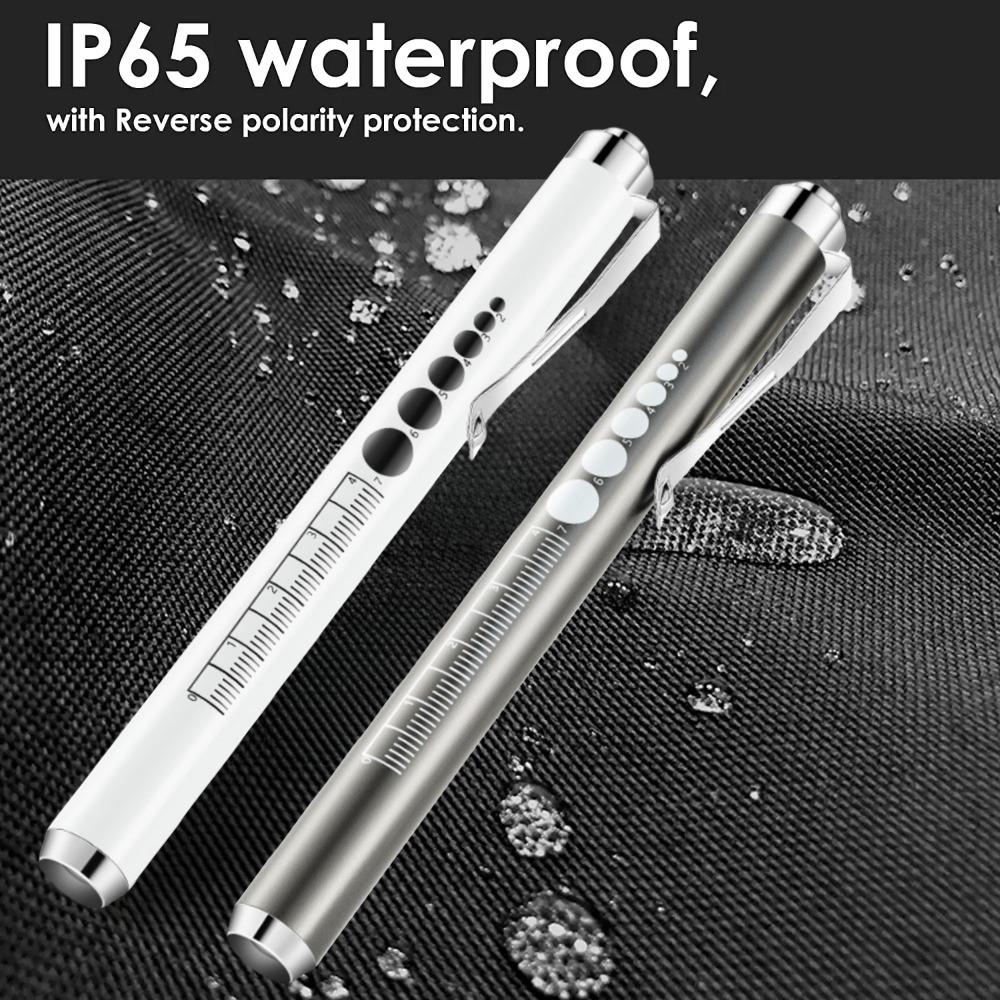 Portable LED Flashlight Work Light First Aid Pen Light with Pupil Gauge Measurements Doctor Diagnosis Pocket Light