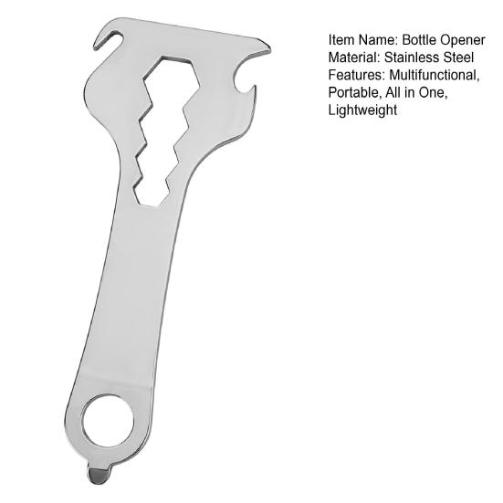 Stainless Steel Bottle Opener Multi Tool Compact Keychain EDC Gadget with Wrench Can Opener Screwdriver Lightweight Bottle Opener Tool