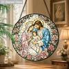 2D Flat Stained Glass Suncatcher, 6.3/7.87 Inch Virgin Mary Stained Glass Suncatcher, Our Lady of Lourdes Window Hanging, Catholic Home Decor, Garden