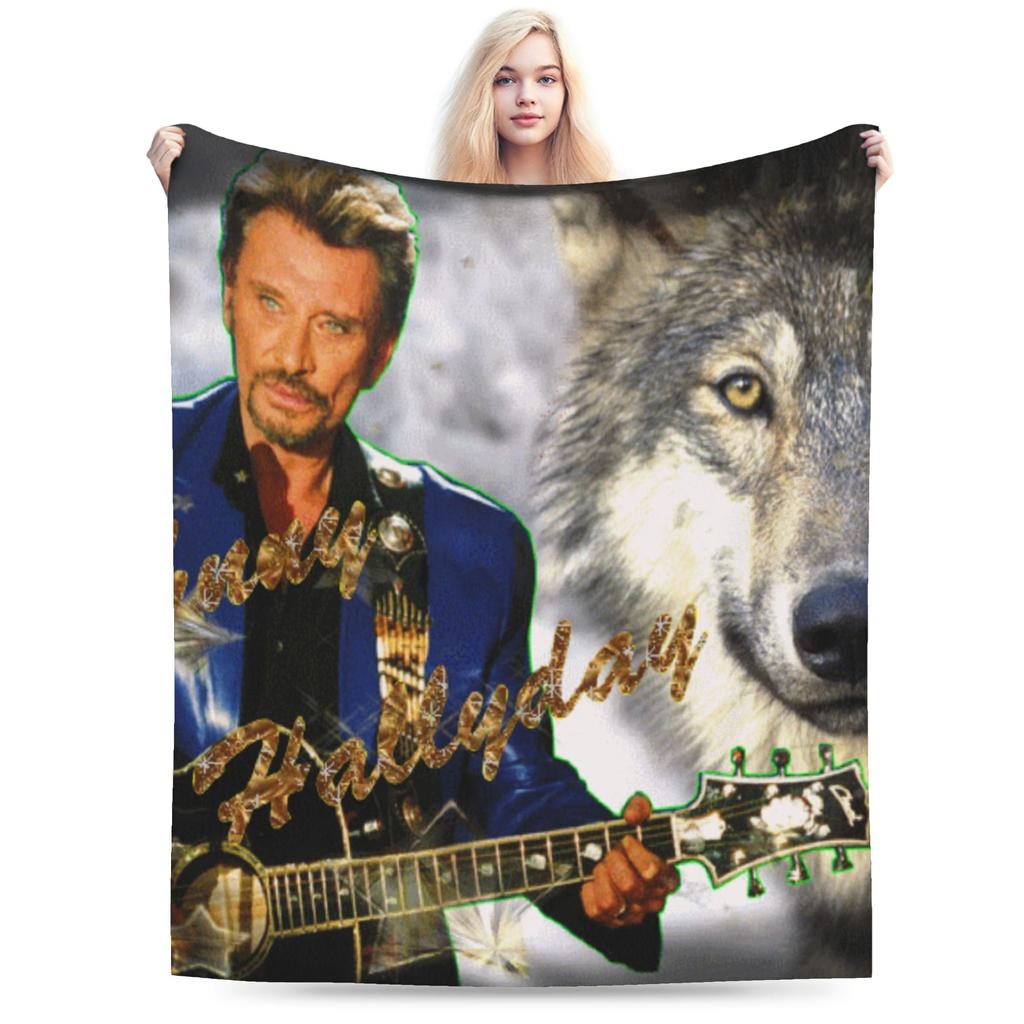 Johnny Hallyday Plüschdecke Mädchen Jungen Flanell Überwurfdecke Für Draußen Warm Weich DIY Qualität Tagesdecke